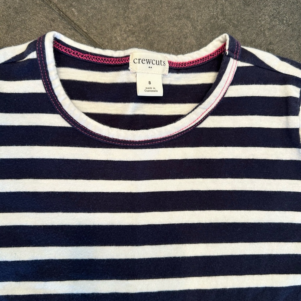 Girl’s Crewcuts by J.Crew Striped Long-sleeve t-shirt dress in navy/white size 8 - Picture 3 of 3
